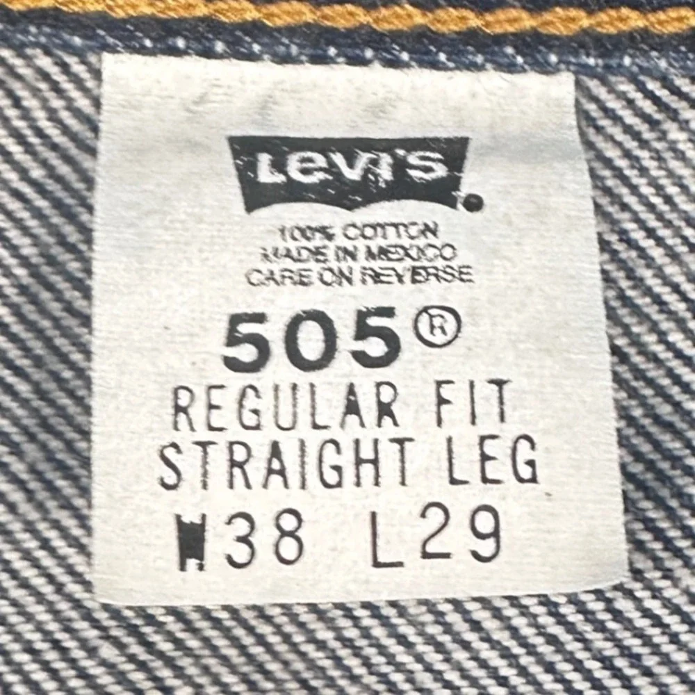 Vintage‎ 90s Levis 505 Dark Wash Regular Fit Straight Leg Denim Jeans 38x29